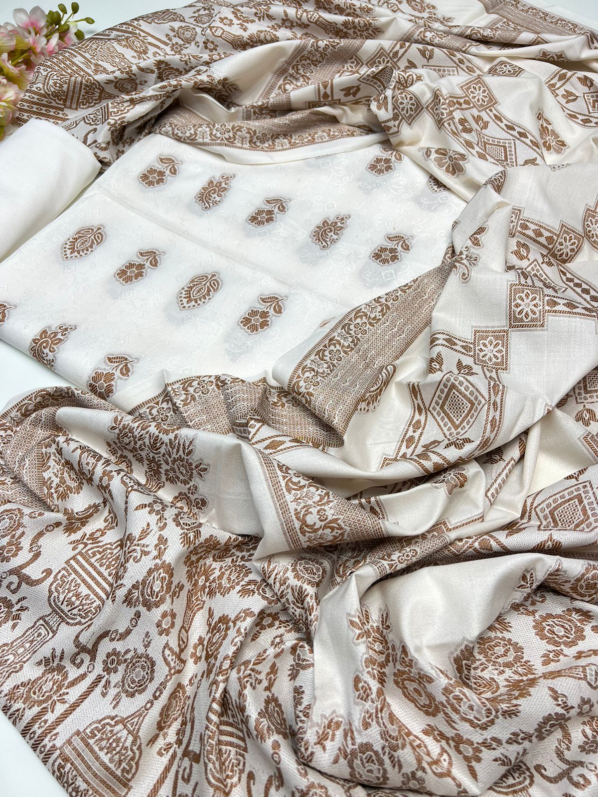 marina suit with wool shawl