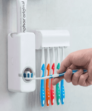 Automatic Toothpaste Dispenser With Tooth Brush Holder Wall Mount Stand