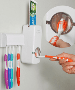 Automatic Toothpaste Dispenser With Tooth Brush Holder Wall Mount Stand
